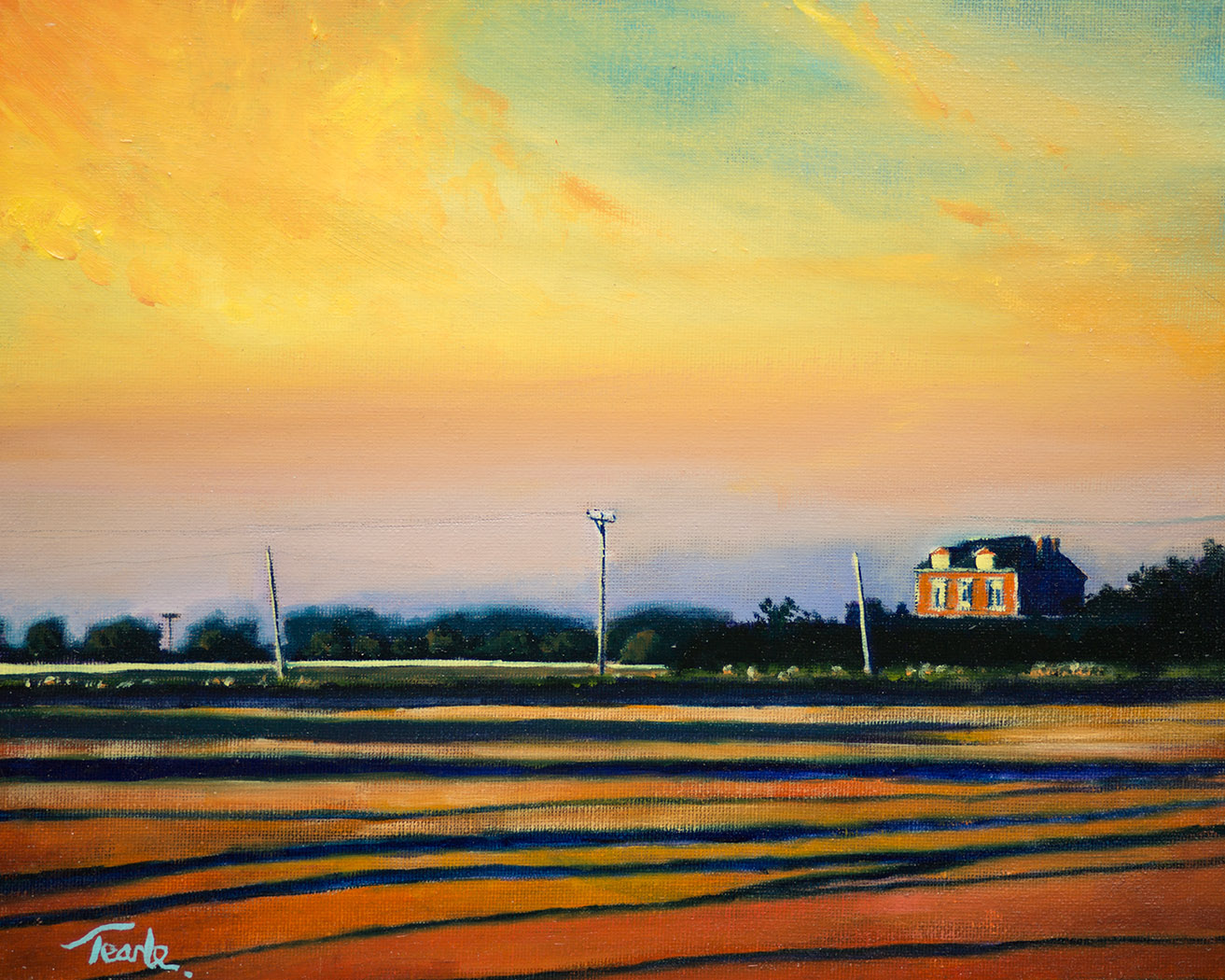 Sunset over Six Score Road - Nick Tearle Fenland Artist