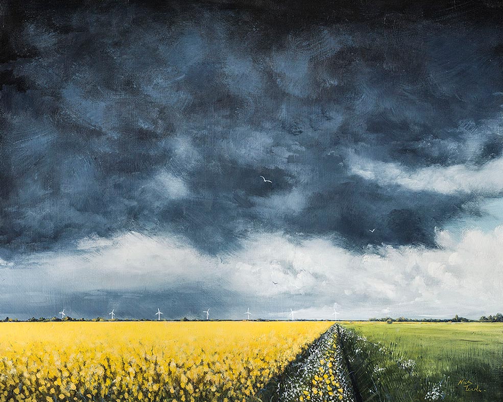Fenland painting - Storm Clouds over Langtoft Fen by Nick Tearle