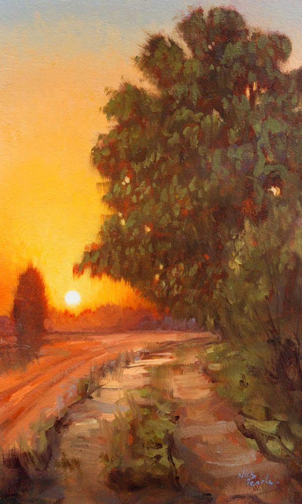 Fenland painting - Sunrise Walk by Nick Tearle