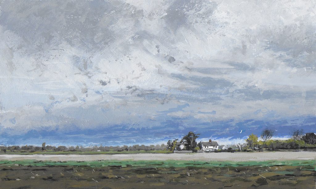 Fenland painting - Fenland Sky over Etton by Nick Tearle