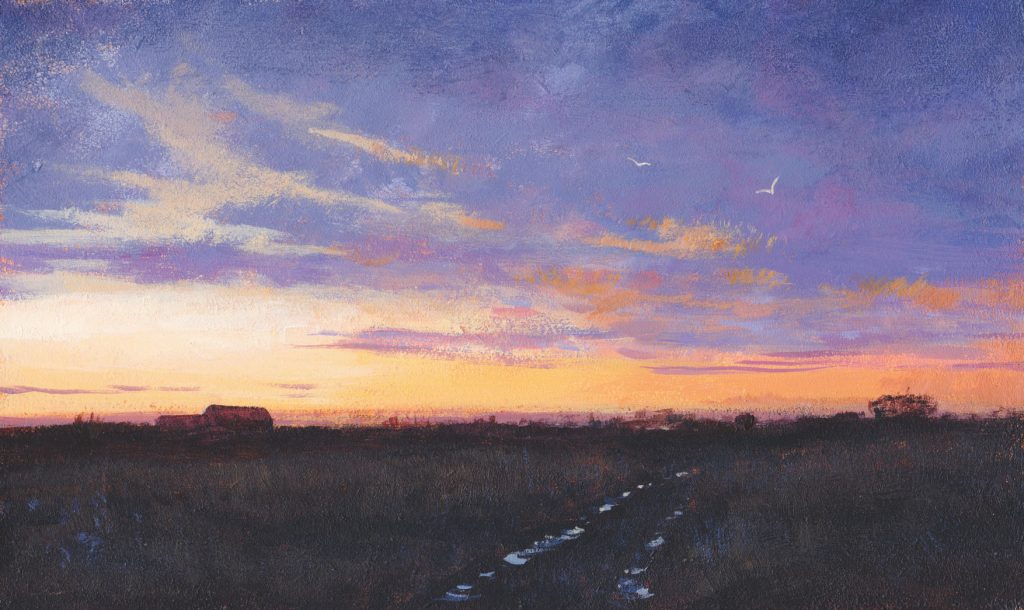 Fenland painting - Fenland Sunset by Nick Tearle