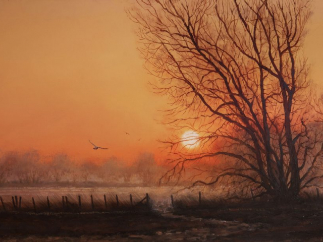 Paintings the Fens featured image Sunrise in the Fens by Nick Tearle