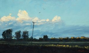Fenland Painting - Distant Clouds by Nick Tearle - Fenland Artist