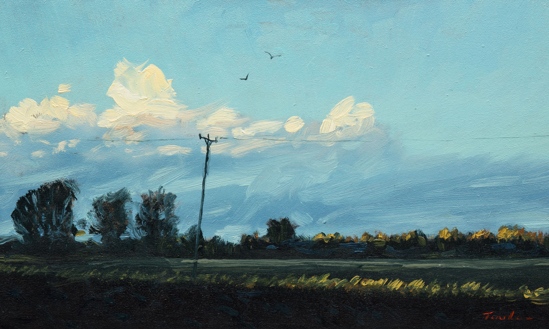 Fenland Painting - Distant Clouds by Nick Tearle - Fenland Artist