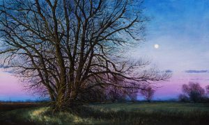 Moonrise, 2022 - Fenland Painting by Nick Tearle, Fenland Artist