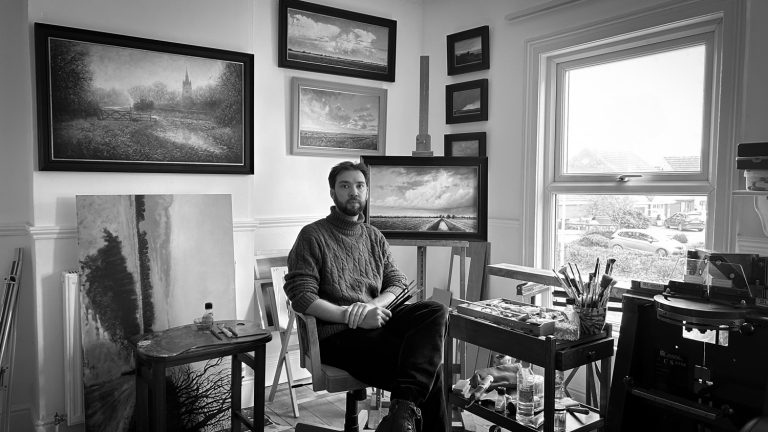 Nick Tearle Fenland Artist in his studio