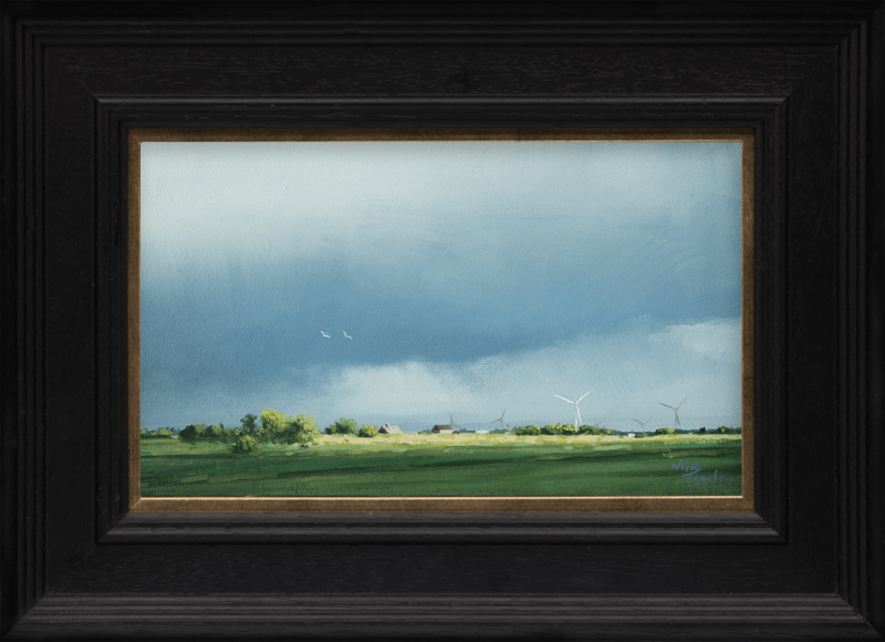 Nick Tearle Fenland Artist Original Painting - Storm Clouds over March, 2020