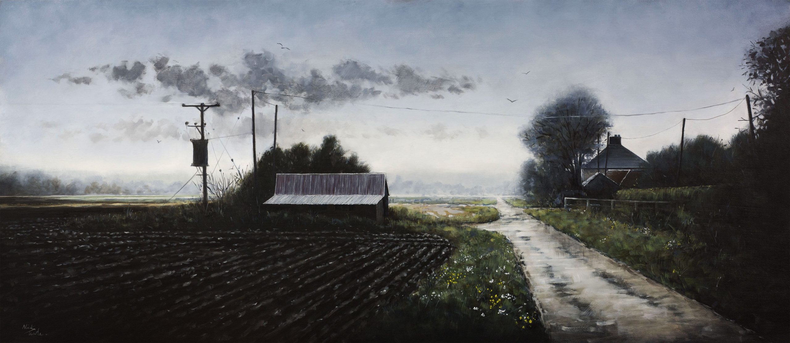 Rain on Morton Fen - Nick Tearle Fenland Artist