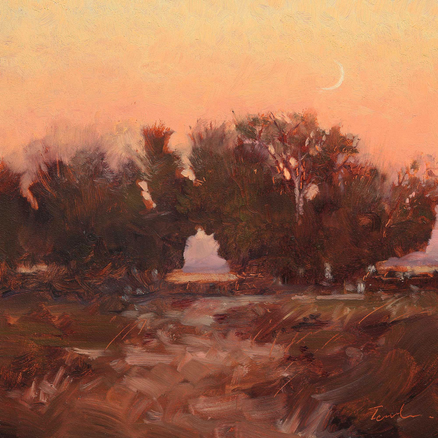 Moonrise-at-Dusk-2024-oil-8x8-Nick-Tearle-Fenland-Artist