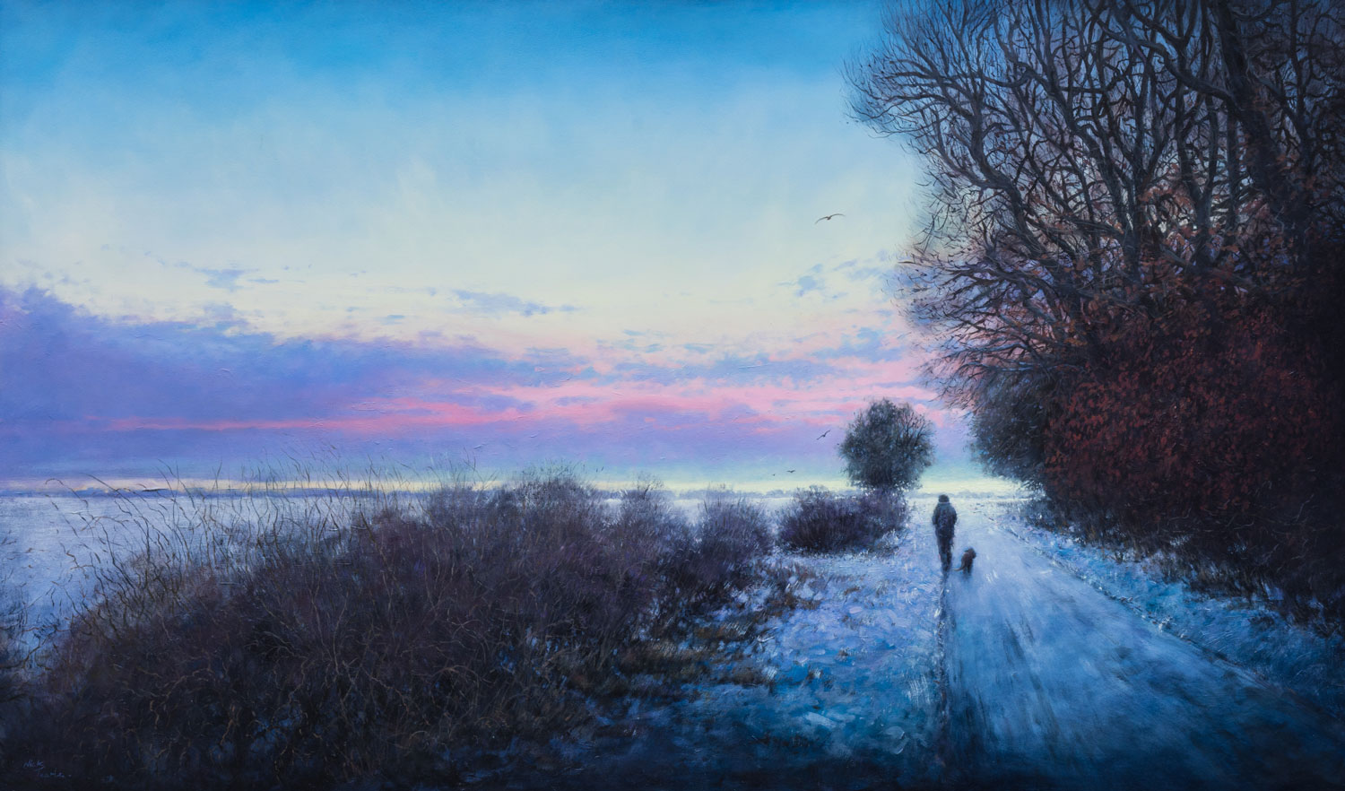Winter on a Fen Road - Nick Tearle Fenland Artist